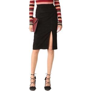 Alice + Olivia Skirt Tani Black Suede Pencil Skirt Lamb Leather Suede Size 0